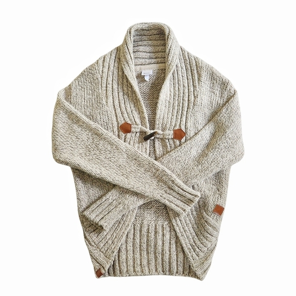 Bench Women M Marled Knit Cardigan Beige Shawl Collar Toggle Closure - Picture 1 of 8